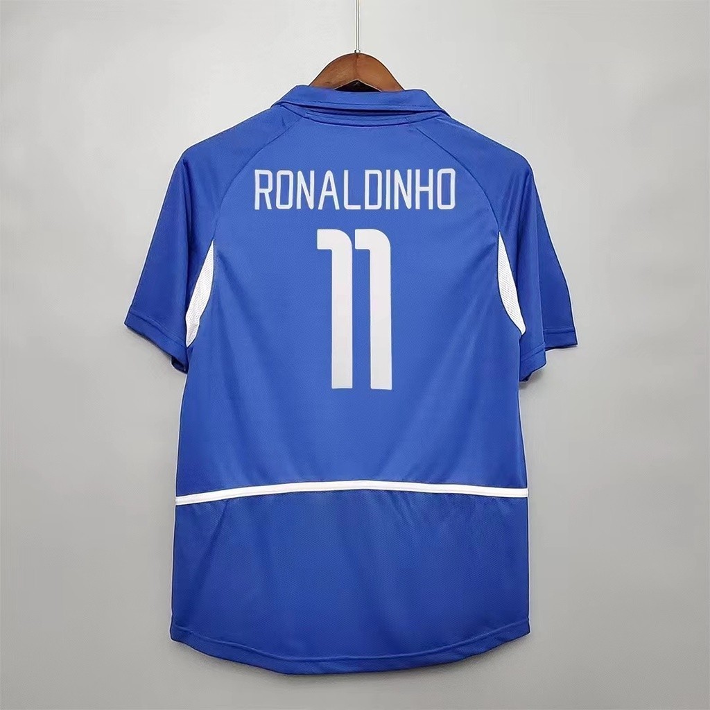 2002 Brasil Away Futebol Jersey RONALOO#9 R.carlos#6 Rivaldo#10 Ronaldinho#11 Kaka#23 Camisa retrô camisa de manga curta retrô de alta qualidade esportiva
