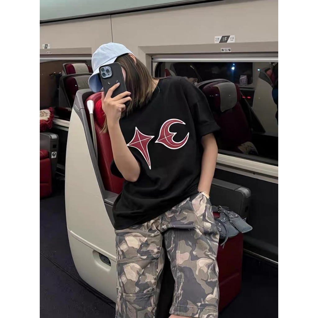 Nicho Do Thug Club T-shirt De Manga Curta Básica Bordada Pu Zaifan Que Combina Com A Camiseta Americana casual De Ajuste Solto