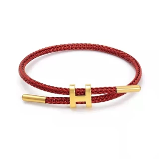 Pulseira De Aço Inoxidável Com Trançado Vermelho Rope, Minimalist Jóias Para Mulheres