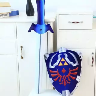 Zelda Kingdom Espada de Pelúcia de Pelúcia de Tamanho Grande Espada de Brinquedo +Sword Shield Simulation Helia Shield Master Sword Full Set Presente para Crianças