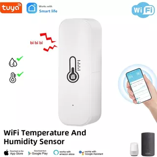 Tuya Sensor WiFi De Temperatura E Umidade De Em Ambientes Internos Bateria Monitoramento APP Alimentado Por Para Alexa Google Home Voice