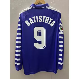 98-99 Florence Home Manga Comprida BATISTUTA RUI COSTA Camiseta Personalizada De Alta Qualidade Retro Football Jersey
