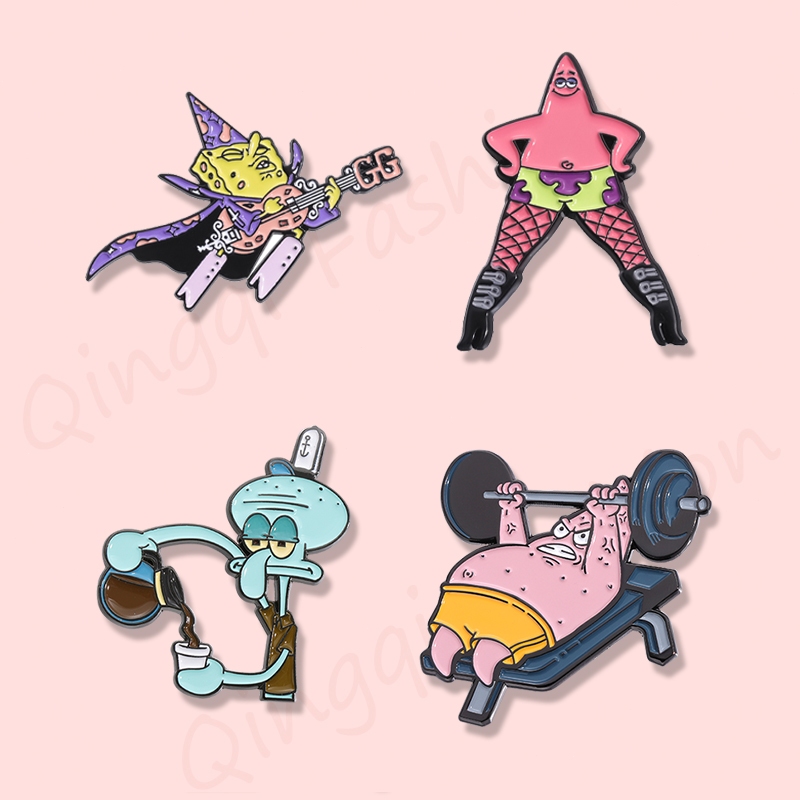 Engraçado Patrick Star Brooch Pins Cartoon Anime Metal Badges Mochila Acessórios De Roupas Presentes Para Amigos Kids