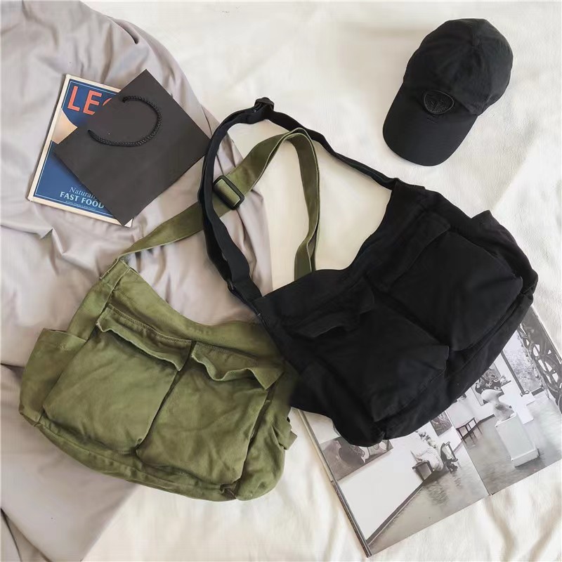 Bolsa Fashion Denim Versão Coreana All-Match Retro Canvas Saco Messenger Bag Compras De Grande Capacidade