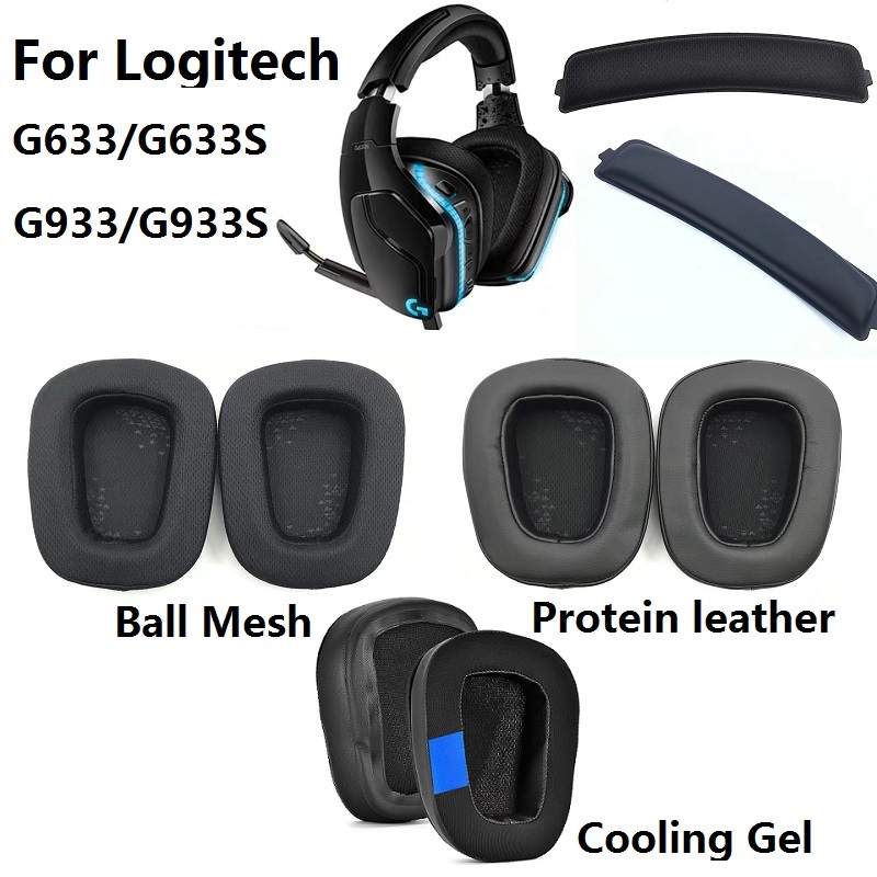 Almofada Para Orelha Jogos Logitech G633/G633S/G933/G933S/G533/G935/G635/G433 De Reposição Fones De Ouvido Cabeça