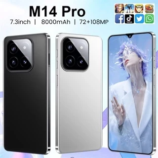 2024 Novo Smartphone M14 Pro 7.3 Polegadas 16GB + 1TB Telefone Com Cartão SIM Duplo Celular Barato