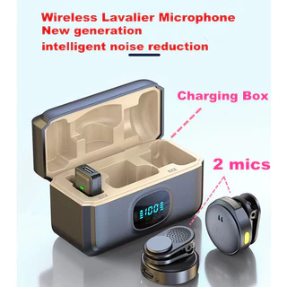 Novo Microfone Sem Fio Lavalier Gravação De Vídeo De Áudio Redução De Ruído Plug and Play 2.4G Chip Telefone Magnético Ao Vivo Um A Dois Botões De Sucção Caixa De Carregamento De Microfones De Colarinho