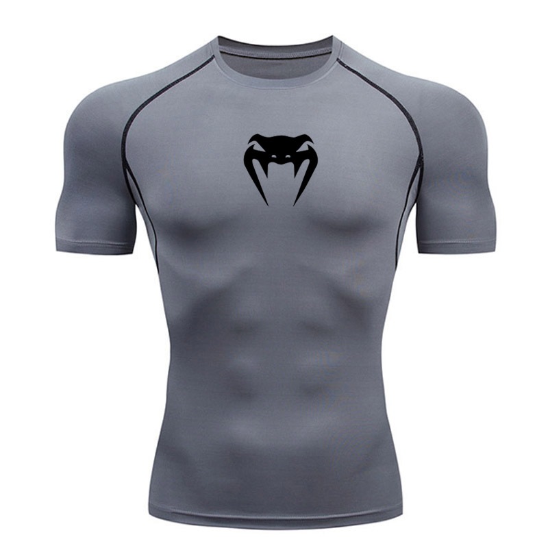 Camiseta De Compressão Masculina Venom Sports Octagon Muay Thai De Secagem Rápida Manga Curta Respirável Ginásio Yoga Top