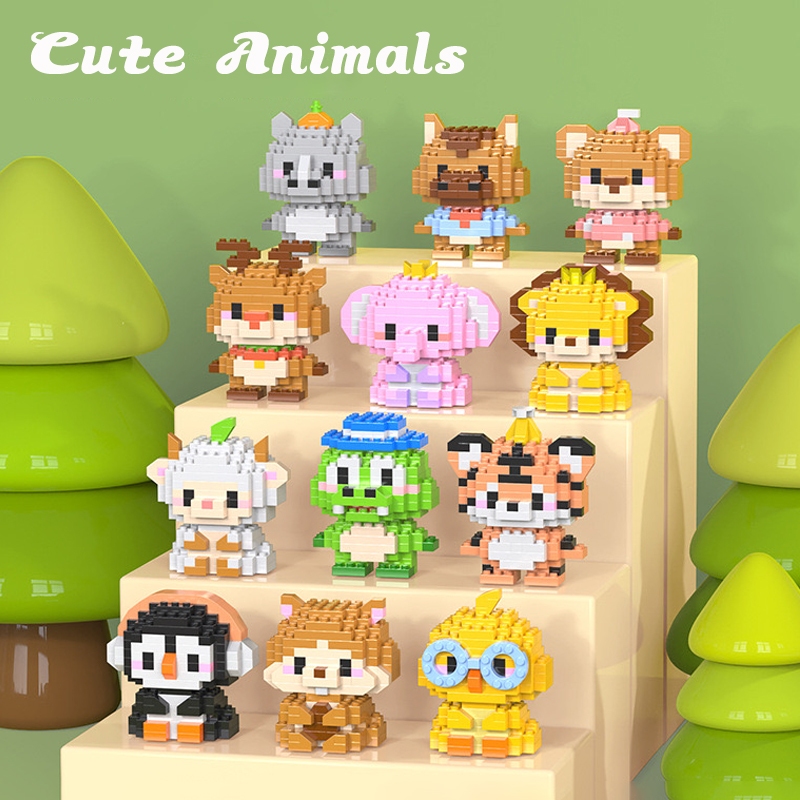 Lindo Blocos De Construção De Animais Pequenos , Divertidos E Seleção De Presentes Para Meninos Meninas (Sem Caixa)