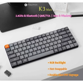 Keychron K3 Max (75 % layout) Teclado Mecânico RGB De Baixo Perfil Com Luz De Fundo Personalizada Sem Fio Programa Ultra-Slim Hot-Swappable QMK/VIA Para macOS , Windows , E Linux