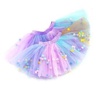 Saia de Bola Infantil Colorida Saia de Meio Comprimento Saia de Bola Infantil Princesa Gaze S