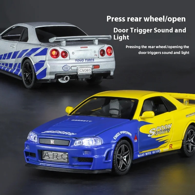 SKYLINE NISSAN ミニカー R31-R34 Colecionável Escala 1:43 R34 GTR Skyline Nissan Miniatura Luppa 12MODELS ミニカー