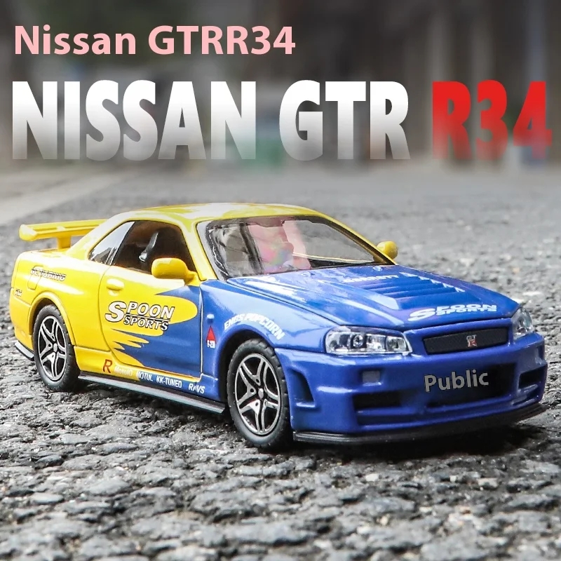 Carro Esportivo Diecast 1 : 32 Nissan SKYLINE GTR R34 JDM Modelos