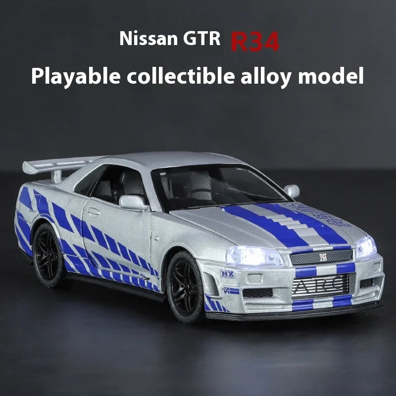 Carro Esportivo Diecast 1 : 32 Nissan SKYLINE GTR R34 JDM Modelos