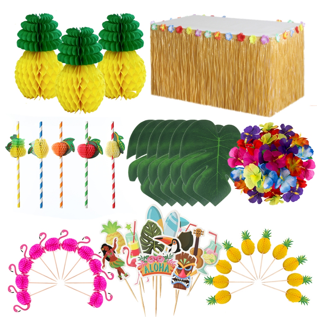 80pcs Decoração De Festa tropical Havaiana Conjunto Completo De Aniversário