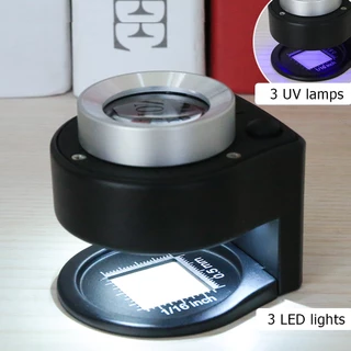 Lente De Vidro Óptico De Camada Dupla 30X Com 6 LED , Metal Completo , Dobrável , Testador De Linho , Lupa , Contador De Linha