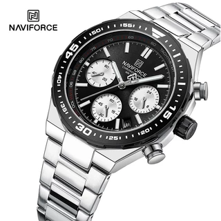 NAVIFORCE 8049 Relógio De Moda Masculina Marca De Luxo Militar À Prova D'água Código Cronógrafo Esportivo Luminoso De Aço Inoxidável Masculino