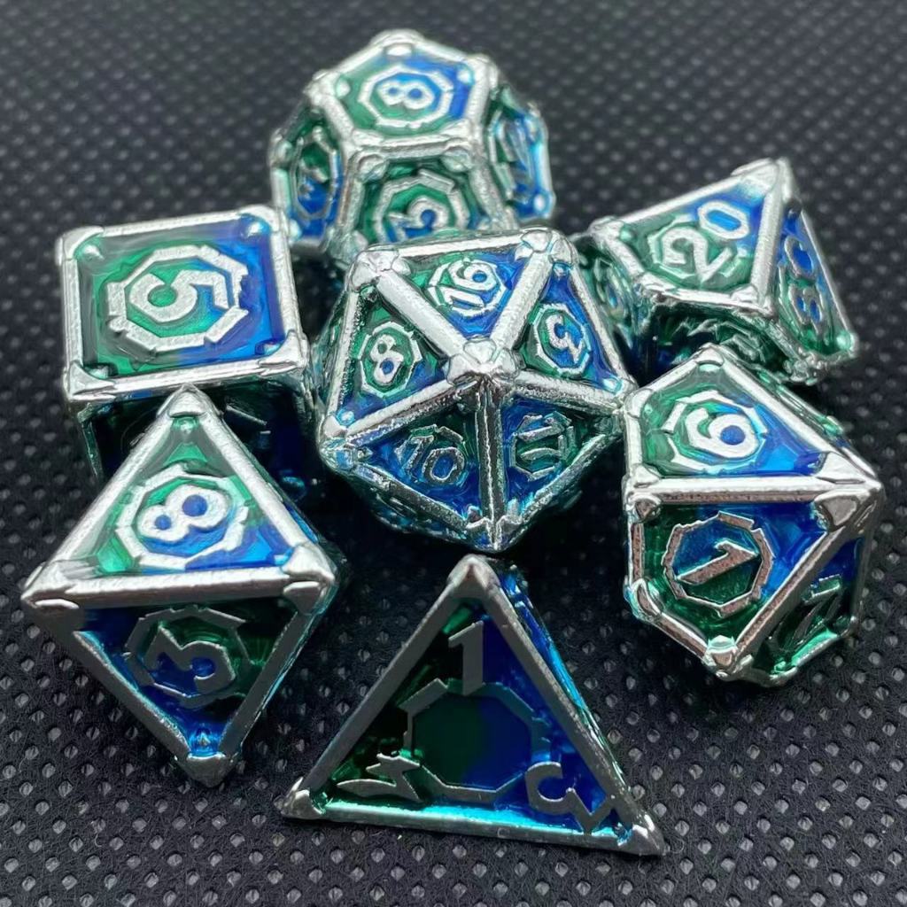 YANSHEGNYI 2023 Dados Metálicos 7PCs DND Set Sólido Poliédrico D & Para Jogo De Papéis Rpg Rol Pathfinder Tabuleiro
