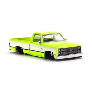 Mini GT KHMG112 1/64 CHEVROLET SILVERADO KAIDO FLO Amarelo V1 Escala DIECAST Modelo Carro
