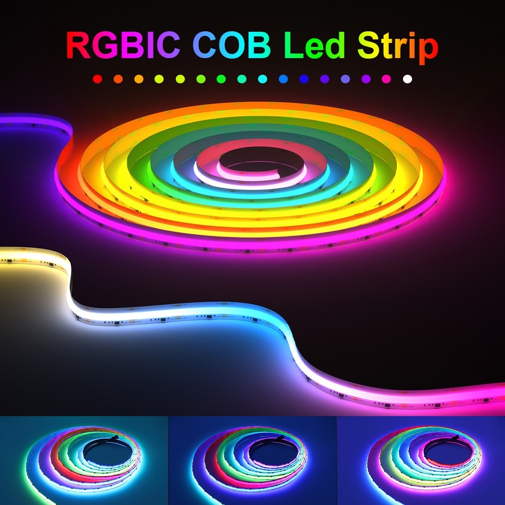 5m FOB LED Light COB Strip WS2811 12V 24V RGB Dream Full Color Luzes ...