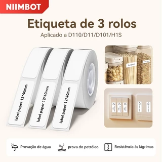 【 3 Rolos 】 Niimbot D11/D110/D101 Papel De Rótulo Branco Adesivo À Prova D