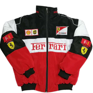 F1 Jaqueta De Corrida Manga Longa Retro Motocicleta Ferrari Team Roupas De Outono E Inverno Algodão Bordado