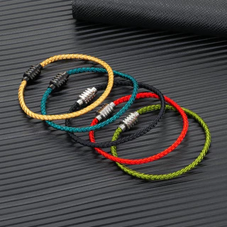 MKENDN Black Pulseira De Aço Inoxidável Keel À Prova D'água Corda Masculina Tecido Mão Simples De Praia Jóias De Verão Presentes