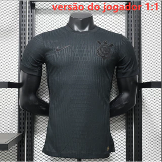 24-25 Corinthians versão jogador Preto Dos Homens 1 : 1 Camisa De Futebol Masculino S-XXL