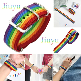Bracelete De Nylon Fashion Casal Arco-Íris , Pulseira De Lona Colorida Amante Do
