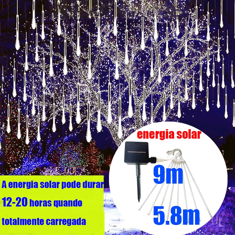 [Entrega 24 horas]9m \ 5.8m luz solar de chuva de meteoro LEDPisca pisca,decoração de festa, ar livre, Natal, casamento