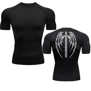 Camiseta de compressão impressa masculina, Roupas íntimas de ginástica, Corrida, Treinamento, Fitness, Camiseta esportiva de secagem rápida