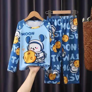 Pijama infantil/Astronauta/Dinossauro/Panda Desenhos Animados Meninos Home Fury Set Meninas Calças de manga comprida Set