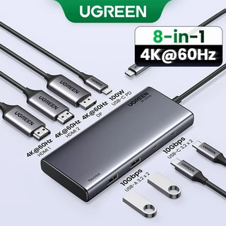 UGREEN 4K60Hz Visor Triplo HUB 13Ports/8 Portas 10Gbps 2X UBS-A + 2X USB-C PD100W Para MacBookPro 2023/DELL/HP/LENOVO