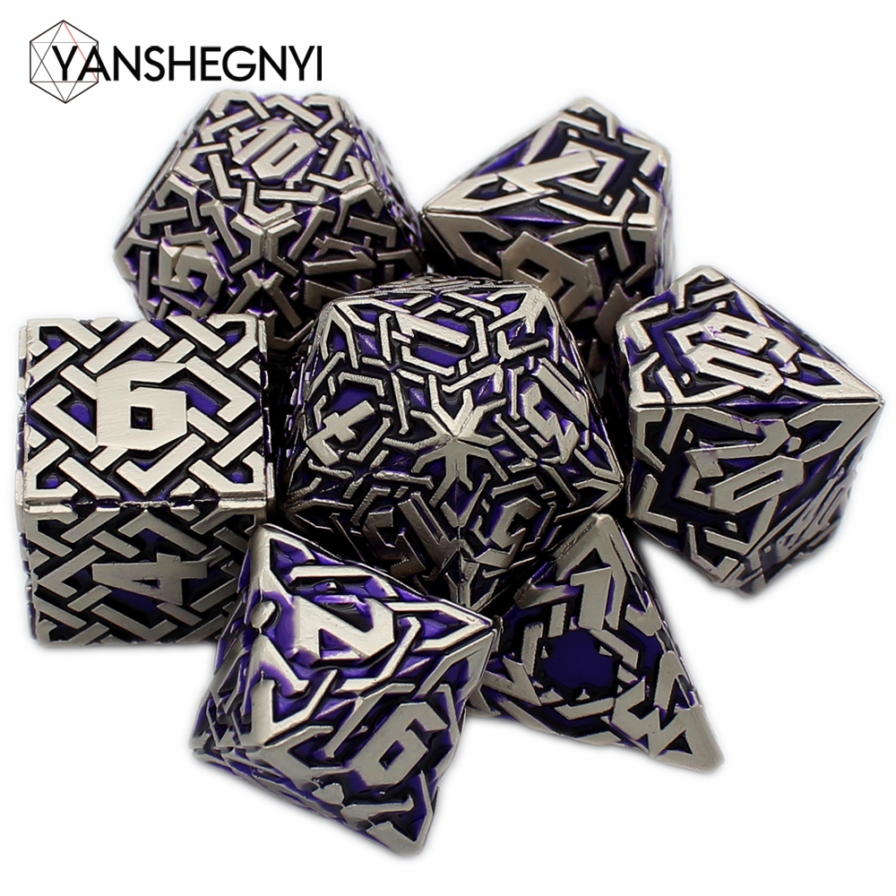 YANSHEGNYI 2023 Dados Metálicos 7PCs DND Set Sólido Poliédrico D & Para Jogo De Papéis Rpg Rol Pathfinder Tabuleiro