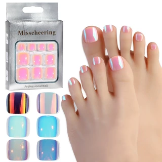 Yalayee Yalayee [Remendo de unhas de desgaste] 24pcs com kit de ferramentas Manicure Summer Electroplating Aurora Patch de pé de gato Aurora Patch de pé de gato Aurora Patch de olho de gato com acabamento de produto