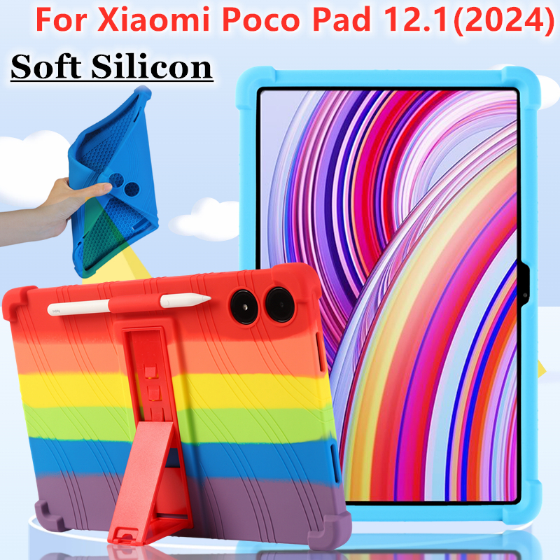 Para Redmi Pad Pro 12.1 Xiaomi Poco 12.1inch 2024 Super Soft Silicon Tablet Stand Proteja A Capa Da Concha