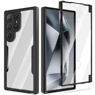 Capa de telefone transparente à prova de choque de proteção total 360 graus S24 Ultra S24 Plus S23 Ultra S23 Plus S23 Fe S22 Ultra S21 Ultra S21 Fe A15 A55