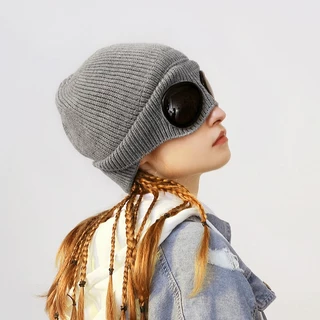 Panamá Bonés De Lã De Malha Masculina E Feminina Pullover Cold Hat Pilot Glasses Plush Caps Moda Outdoor Warmth Cap H148