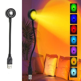 18,5/28cm 7 Cores Lâmpada De Pôr-Do-Sol Projetora Arco-Íris Alimentada Por USB Para Quartos De Dormir Luz De Fundo Fotográfica Noturna