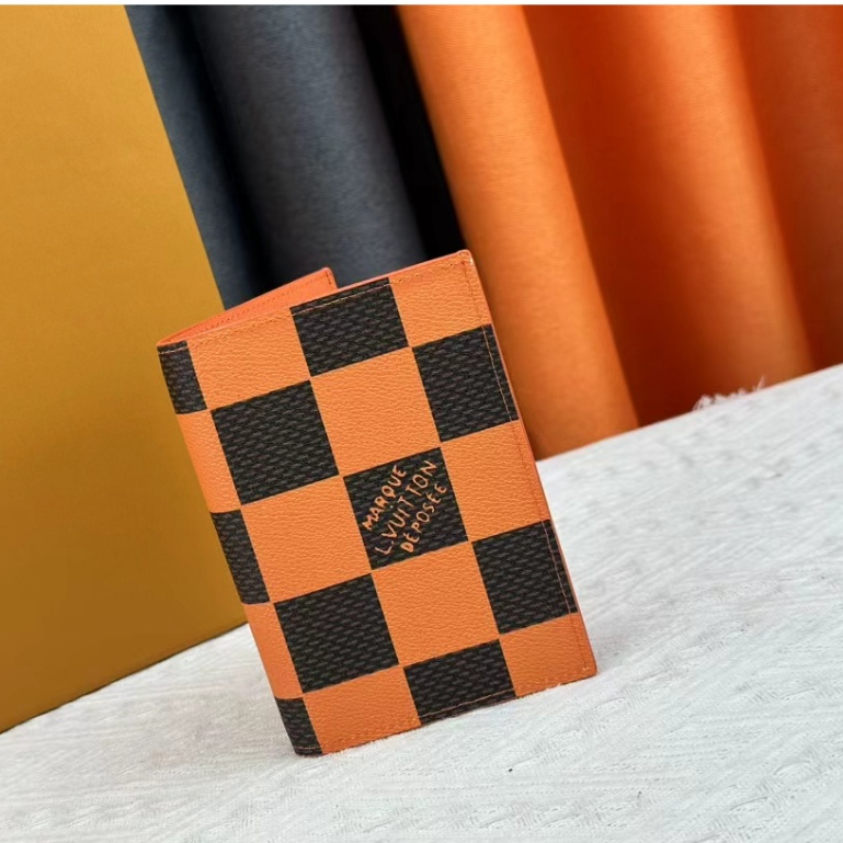 [Caixa] Nova Louis-Vuitton L-V Bolsa De Couro Para Passaporte De Viagem Carteira De Embarque M60410