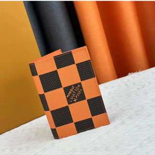 [Caixa] Nova Louis-Vuitton L-V Bolsa De Couro Para Passaporte De Viagem Carteira De Embarque M60410