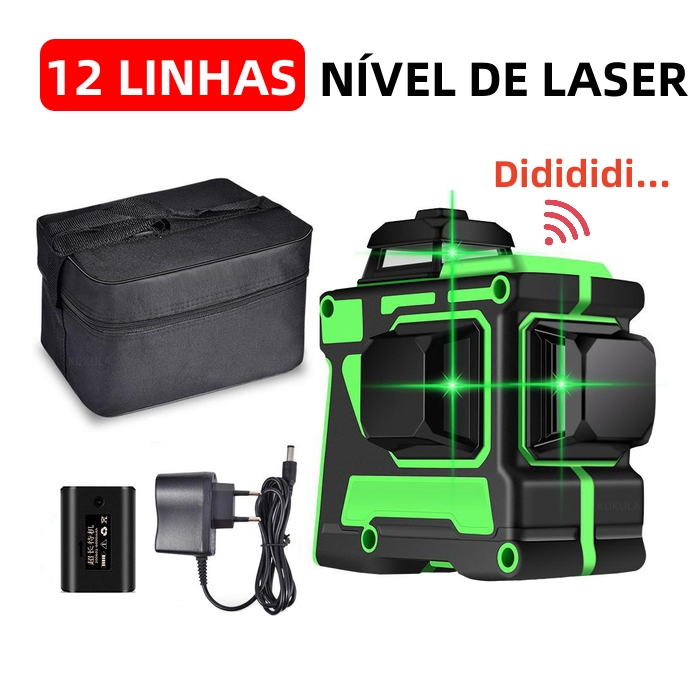 Nível de laser de autonivelamento 3D de 12 linhas Nível de bolha de laser de luz verde