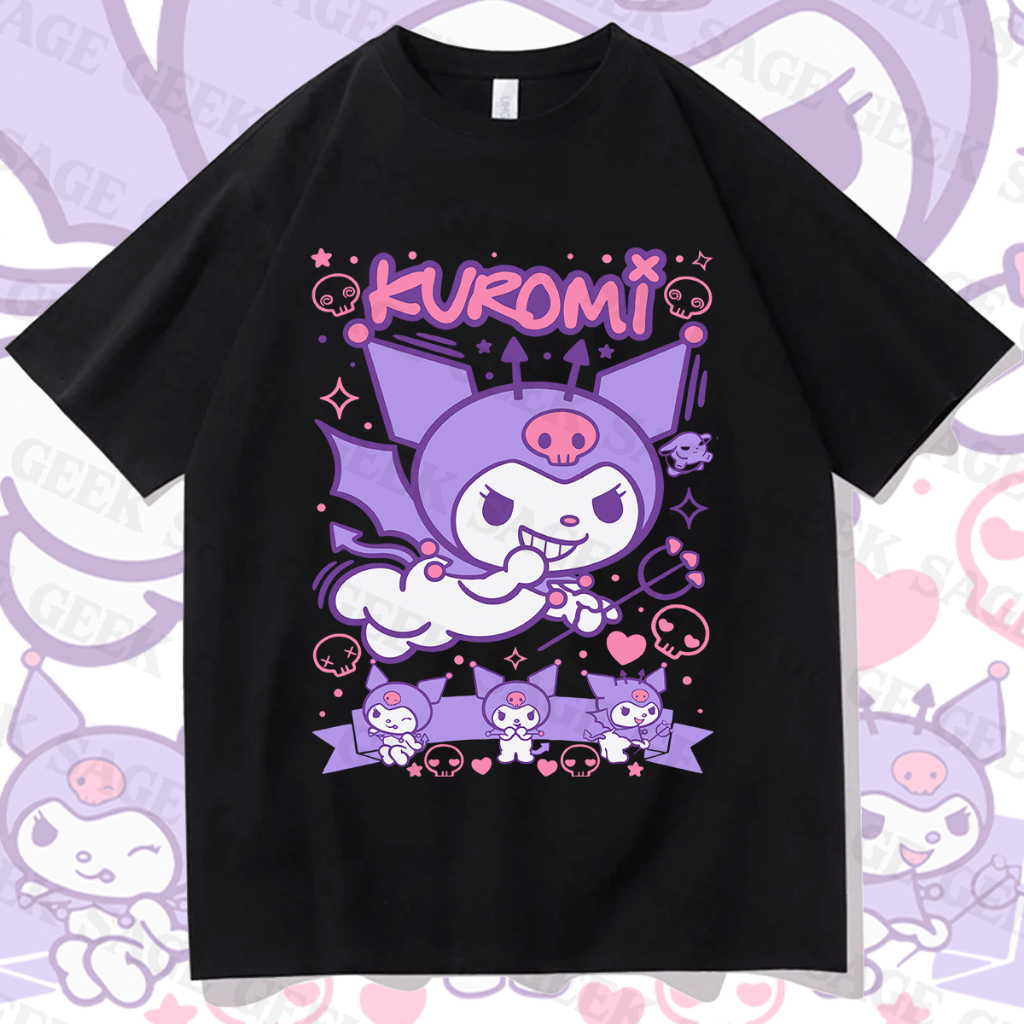 Camiseta Kuromi Estilo punk rock Feminino Gotica Hello Kitty Manga ...