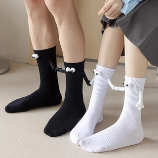 Harajuku Meias De Algodão Casal Mão De Sucção Magnética Em Preto Branco Unisexo Mãos Longas