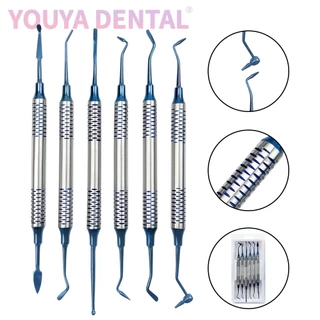 6Pcs/Set Espátula De Enchimento De Resina Composta Com Banho De Titânio Kit De Restauração De Cabo Grosso Instrumento