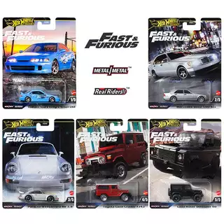 Hot Wheels Rodas Quentes Rápidas E Furiosas 2024 Mix 3 (Acura Integra Sedan GSR Personalizado , Mercedes-Benz 500 SEL , Porsche 911 Carrera RS 3.8 , Toyota Land Cruiser FJ43 , Rover Defender 90)