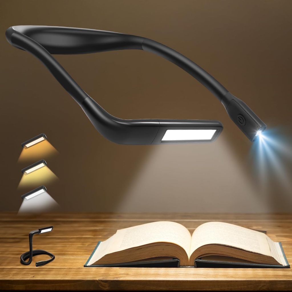 Luz de Leitura LED com Brilho Ajustável e 3 Cor para Livro na Cama e ...