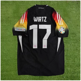 Copa Européia de 2024 Equipe Alemã Edição Especial Preta Edição Jogador Camisa Cruzada Wilds Harvards Manga Curta Camisa de Futebol