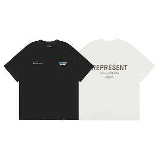 Street Wear Top Slogan Azul Básico Carta Imprimir manga curta Verão Homens Mulheres Mesmo Estilo Pescoço Redondo Solto Camiseta de Algodão Puro Repr--