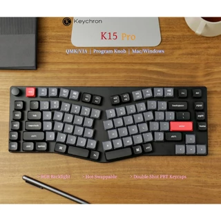 Keychron K15 Pro (75 %/Alice Layout) Botão Ultra-Fino De Baixo Perfil QMK/VIA Teclado Mecânico Sem Fio Com Luz De Fundo Rgb